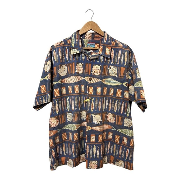 JOE KEALOHA 2XL Fish & Shell Pattern Hawaiian Aloha Shirt Size XXL Cotton SS - Picture 3 of 6